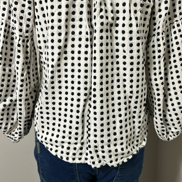 Velvet by Graham and Spencer White Black Embroidered Polka Dot Blouse XS - Picture 10 of 15